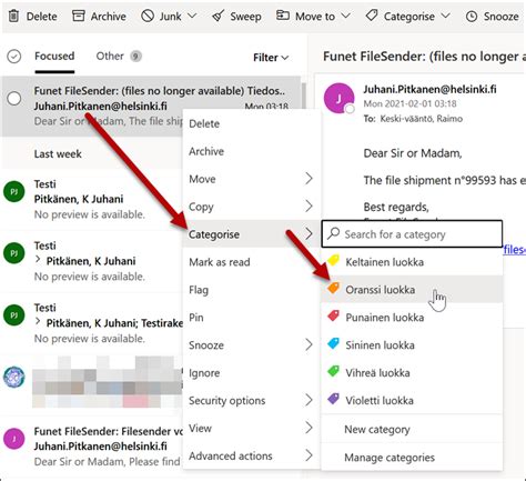 OWA (Outlook Web App): Basic use of e.